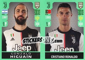 Sticker Gonzalo Higuaín / Cristiano Ronaldo - FIFA 365 2020. 448 stickers version - Panini