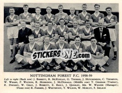 Sticker Nottingham Forest F.C. - Football Teams 1958-1959
 - Fleetway
