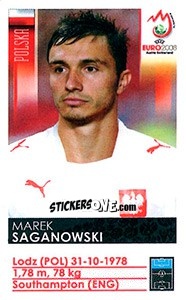 Sticker Marek Saganowski - UEFA Euro Austria-Switzerland 2008 n. 249x - Panini