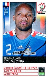 Sticker Jean-Alain Boumsong - UEFA Euro Austria-Switzerland 2008 n. 344x - Panini