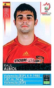 Sticker Raul Albiol - UEFA Euro Austria-Switzerland 2008 n. 418x - Panini