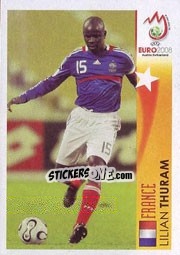 Cromo Lilian Thuram - France - UEFA Euro Austria-Switzerland 2008 - Panini