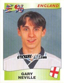 Sticker Gary Neville - UEFA Euro England 1996 n. 38 - Panini