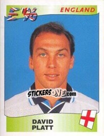 Sticker David Platt - UEFA Euro England 1996 n. 47 - Panini