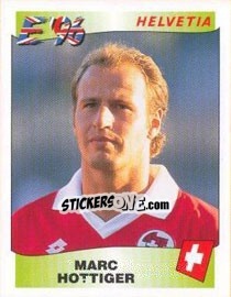 Sticker Marc Hottiger - UEFA Euro England 1996 n. 58 - Panini