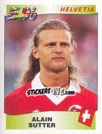 Sticker Alain Sutter - UEFA Euro England 1996 n. 67 - Panini