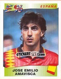 Sticker Jose Emilio Amavisca - UEFA Euro England 1996 n. 129 - Panini