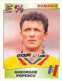 Sticker Gheorghe Popescu - UEFA Euro England 1996 n. 164 - Panini
