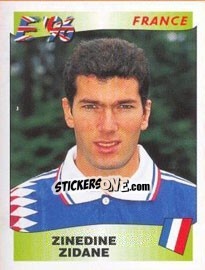 Sticker Zinedine Zidane - UEFA Euro England 1996 n. 187 - Panini