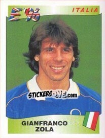 Sticker Gianfranco Zola - UEFA Euro England 1996 n. 250 - Panini