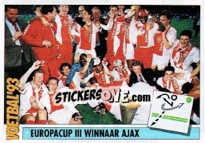 Sticker Europacup III Winnaar Ajax - Voetbal 1992-1993 - Panini