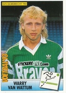 Sticker Warry van Wattum - Voetbal 1992-1993 n. 195 - Panini