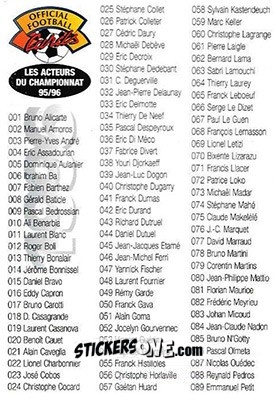 Sticker Checklist: 001-140,AE01-E20,A01-A22 - U.N.F.P. Football Cards 1995-1996 n. CL1 - Panini