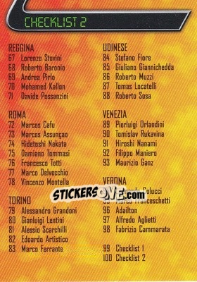 Sticker Checklist 2 - Serie A 1999-2000 - Merlin