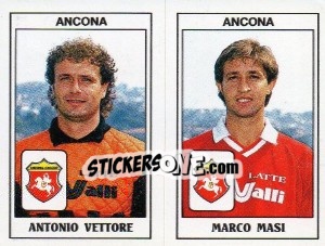 Sticker Antonio Vettore / Marco Masi - Calciatori 1989-1990 n. 345 - Panini