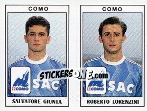 Sticker Salvatore Giunta / Roberto Lorenzini - Calciatori 1989-1990 n. 398 - Panini