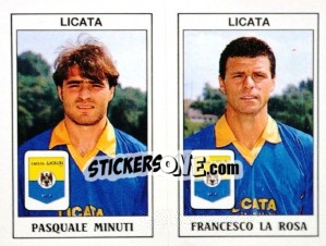 Sticker Pasquale Minuti / Francesco La Rosa - Calciatori 1989-1990 n. 421 - Panini