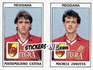Sticker Massimiliano Catena / Michele Zanutta - Calciatori 1989-1990 n. 474 - Panini