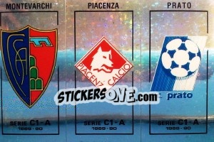 Figurina Stemma Montevarchi / Piacenza / Prato - Calciatori 1989-1990 - Panini