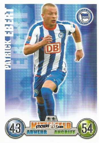 Figurina Patrick Ebert - German Fussball Bundesliga 2008-2009. Match Attax n. 13 - Topps