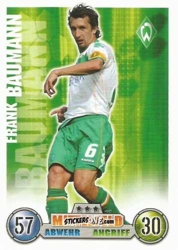 Figurina Frank Baumann - German Fussball Bundesliga 2008-2009. Match Attax n. 63 - Topps