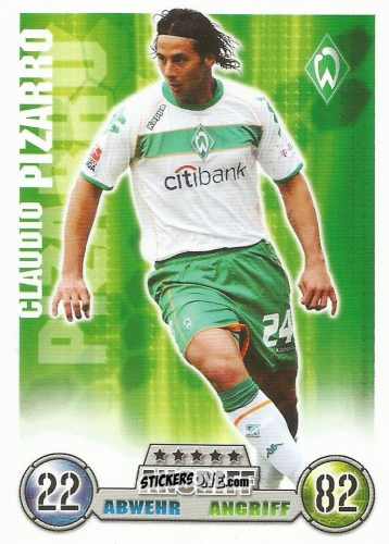 Figurina Claudio Pizarro - German Fussball Bundesliga 2008-2009. Match Attax n. 68 - Topps