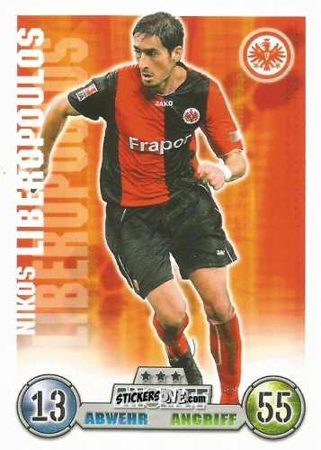 Cromo Nikos Liberopoulos - German Fussball Bundesliga 2008-2009. Match Attax n. 124 - Topps