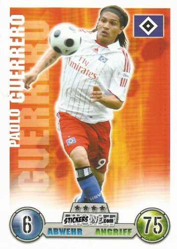 Cromo Paolo Guerrero - German Fussball Bundesliga 2008-2009. Match Attax n. 142 - Topps