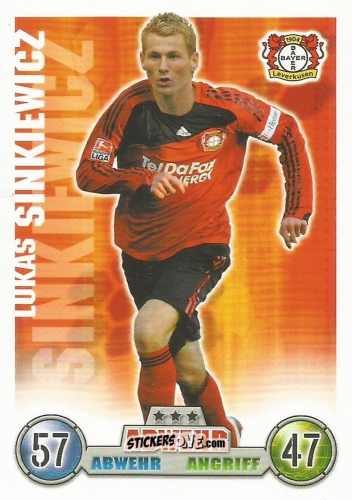 Sticker Lukas Sinkiewicz - German Fussball Bundesliga 2008-2009. Match Attax n. 222 - Topps