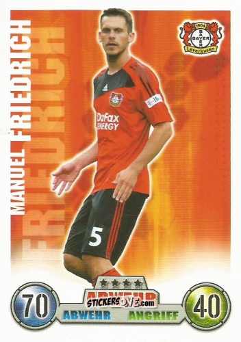 Cromo Manuel Friedrich - German Fussball Bundesliga 2008-2009. Match Attax n. 223 - Topps