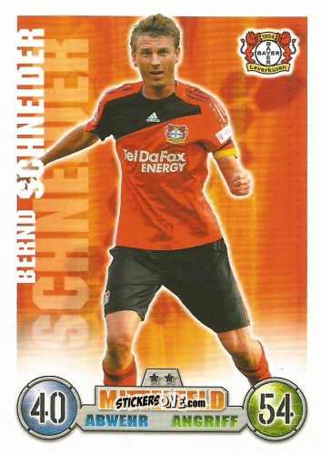 Cromo Bernd Schneider - German Fussball Bundesliga 2008-2009. Match Attax n. 226 - Topps