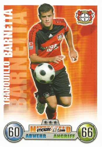 Cromo Tranquillo Barnetta - German Fussball Bundesliga 2008-2009. Match Attax n. 229 - Topps