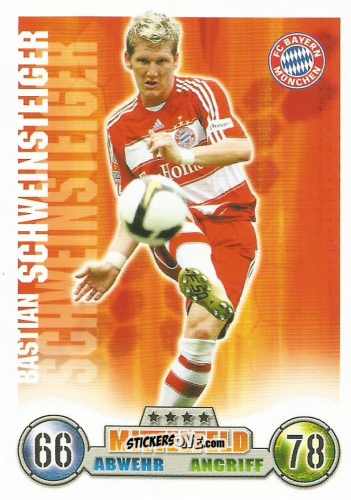 Sticker Bastian Schweinsteiger - German Fussball Bundesliga 2008-2009. Match Attax n. 260 - Topps