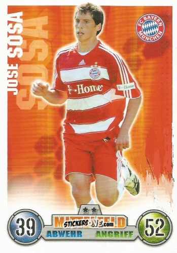 Figurina Jose Sosa - German Fussball Bundesliga 2008-2009. Match Attax n. 262 - Topps