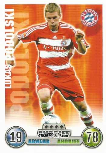Cromo Lukas Podolski - German Fussball Bundesliga 2008-2009. Match Attax n. 267 - Topps