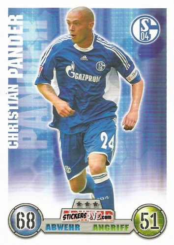 Sticker Christian Pander - German Fussball Bundesliga 2008-2009. Match Attax n. 273 - Topps
