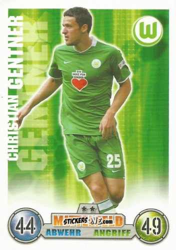 Sticker Christian Gentner - German Fussball Bundesliga 2008-2009. Match Attax n. 314 - Topps
