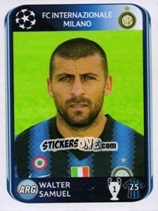 Sticker Walter Samuel - UEFA Champions League 2010-2011 n. 8 - Panini