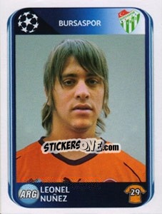 Sticker Leonel Nuñez - UEFA Champions League 2010-2011 n. 206 - Panini