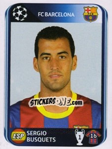 Sticker Sergio Busquets - UEFA Champions League 2010-2011 n. 217 - Panini