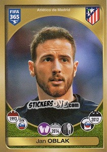 Sticker Jan Oblak - FIFA 365: 2016-2017. East Europe n. 46 - Panini