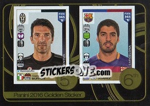 Sticker Gianluigi Buffon / Luis Suarez - FIFA 365: 2016-2017. East Europe n. 10 - Panini