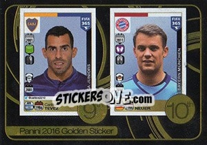 Sticker Carlos Tevez / Manuel Neuer - FIFA 365: 2016-2017. East Europe n. 12 - Panini