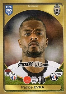 Sticker Patrice Evra - FIFA 365: 2016-2017. East Europe n. 182 - Panini