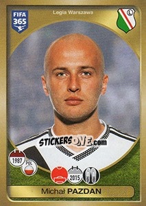 Sticker Michał Pazdan - FIFA 365: 2016-2017. East Europe n. 341 - Panini