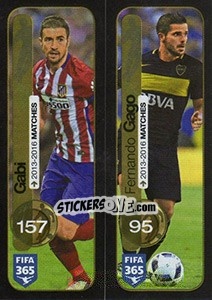 Sticker Gabi (Atlético de Madrid) / Fernando Gago (Boca Juniors) - FIFA 365: 2016-2017. East Europe - Panini