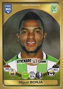 Sticker Miguel Borja - FIFA 365: 2016-2017. East Europe n. 526 - Panini