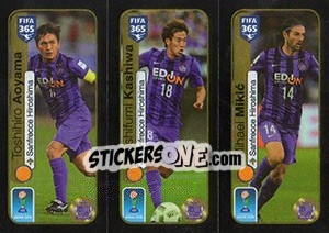 Sticker Toshihiro Aoyama / Yoshifumi Kashiwa / Mihael Mikic - FIFA 365: 2016-2017. East Europe n. 654 - Panini