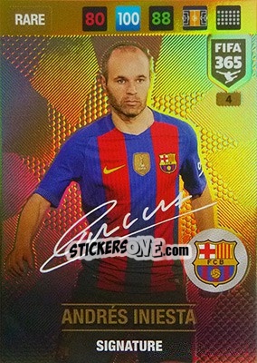 Sticker Andrés Iniesta - FIFA 365: 2016-2017. Adrenalyn XL - Nordic edition n. 4 - Panini