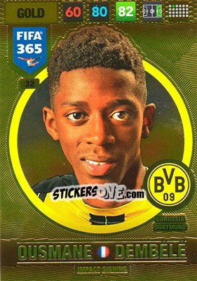 Sticker Ousmane Dembélé - FIFA 365: 2016-2017. Adrenalyn XL - Nordic edition n. 32 - Panini